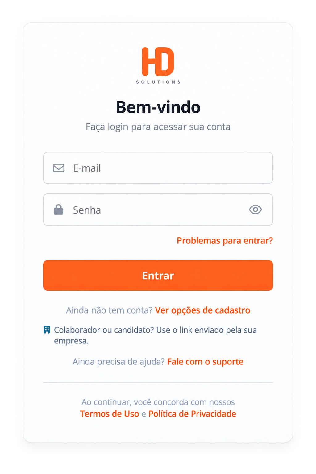 Imagem do formulário da plataforma HD Solutions